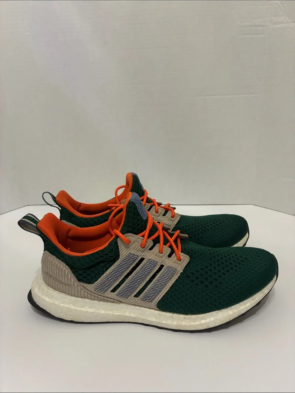 adidas Men's Green Knit Runners with Orange Laces